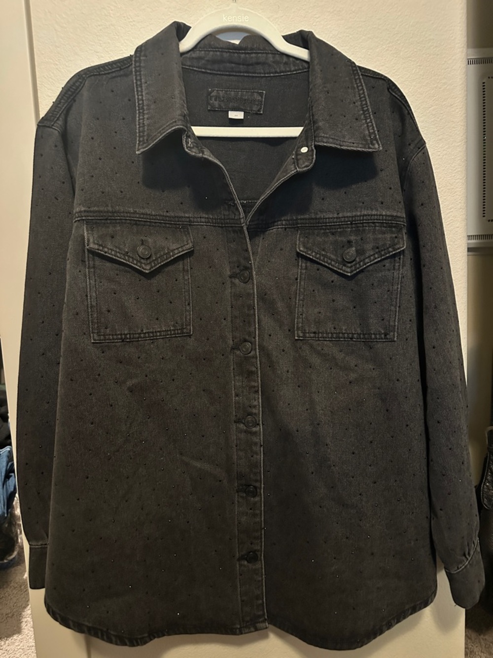 Black Sparkle Denim Shacket